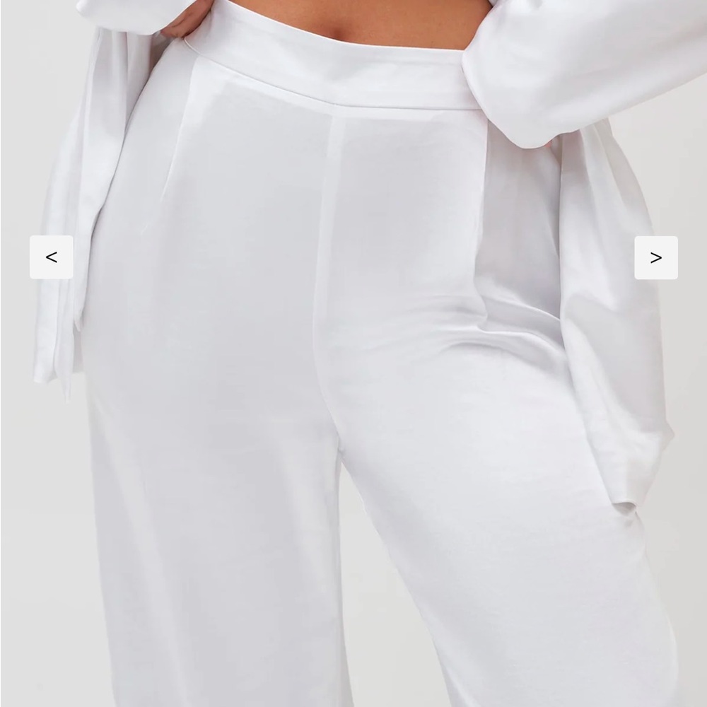 4th & Reckless White Silk Wide Leg Pant